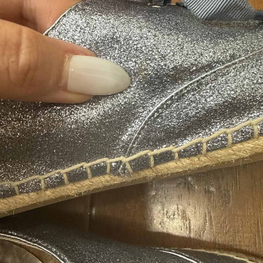 Coach Ramira Espadrille Shoes Glitter Lace Up Sneaker Blue Ribbon Coastal 6.5